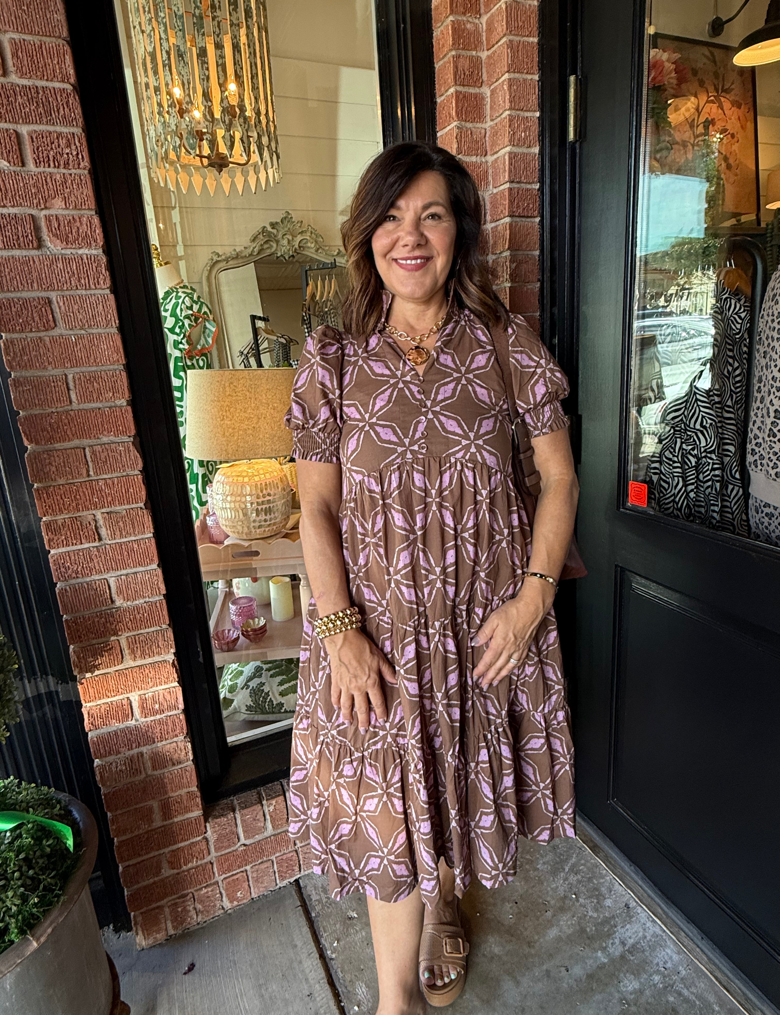 Addison Print Tiered Midi Dress