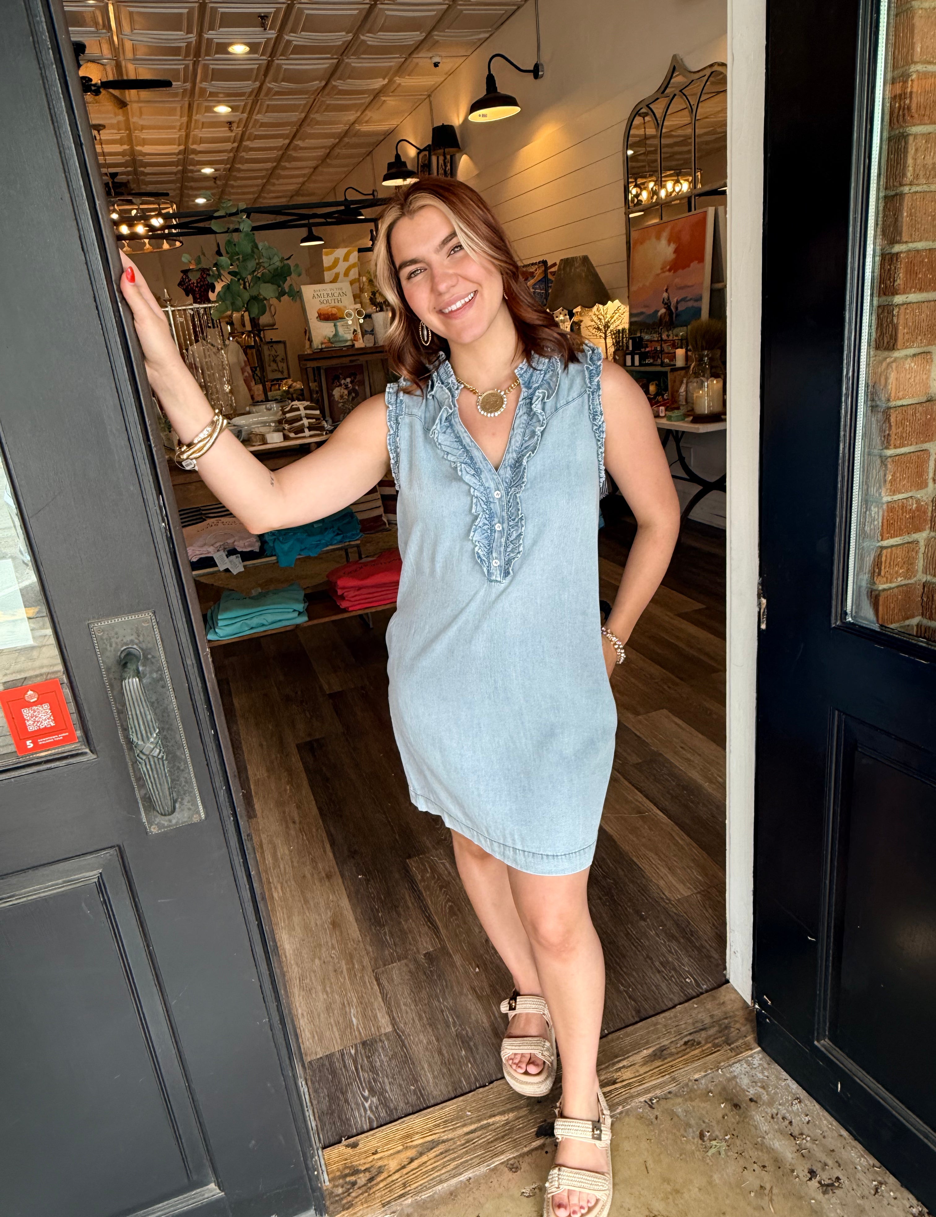 Taryn Ruffle Neck Mini Dress