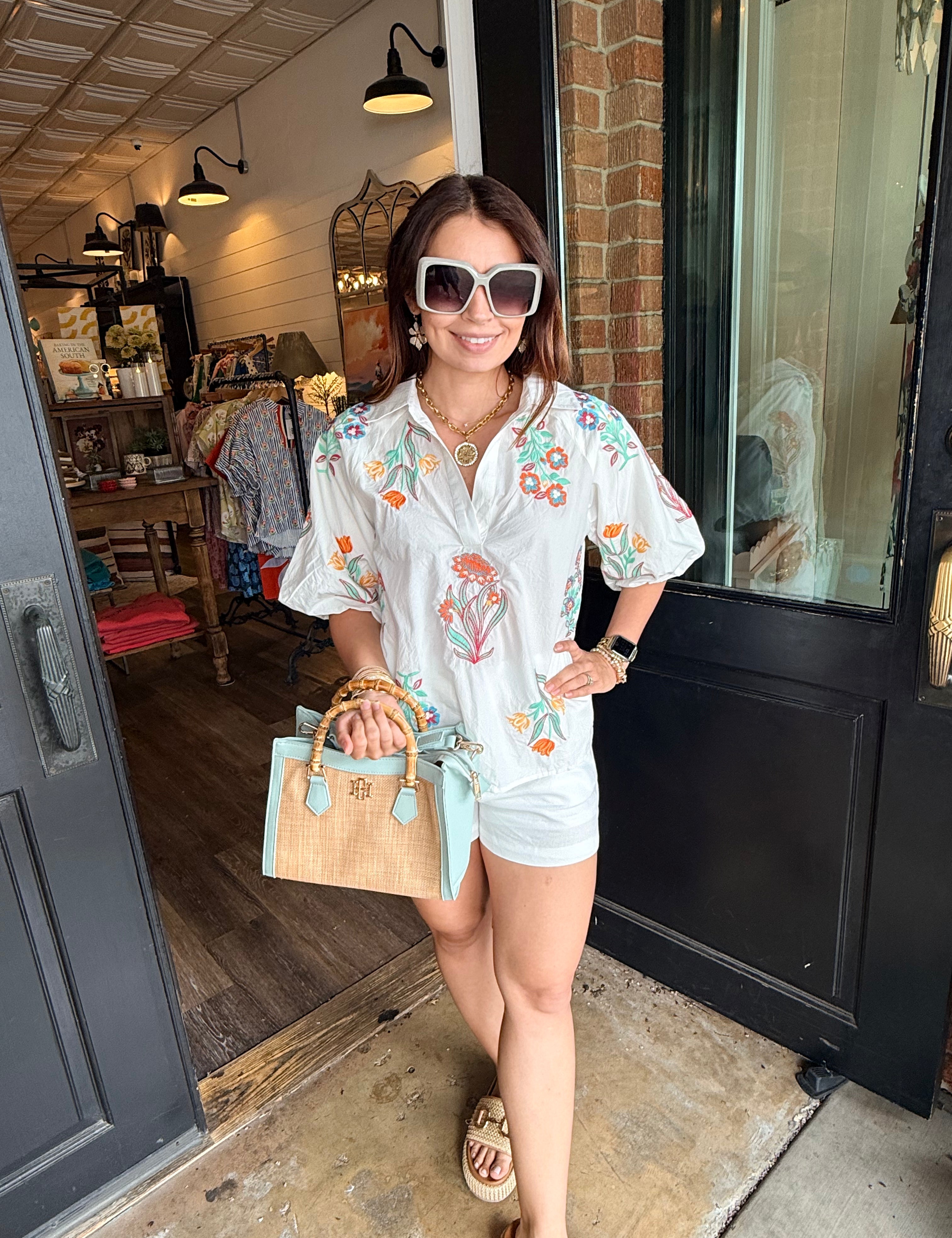 Karen Embroidery Collared Top