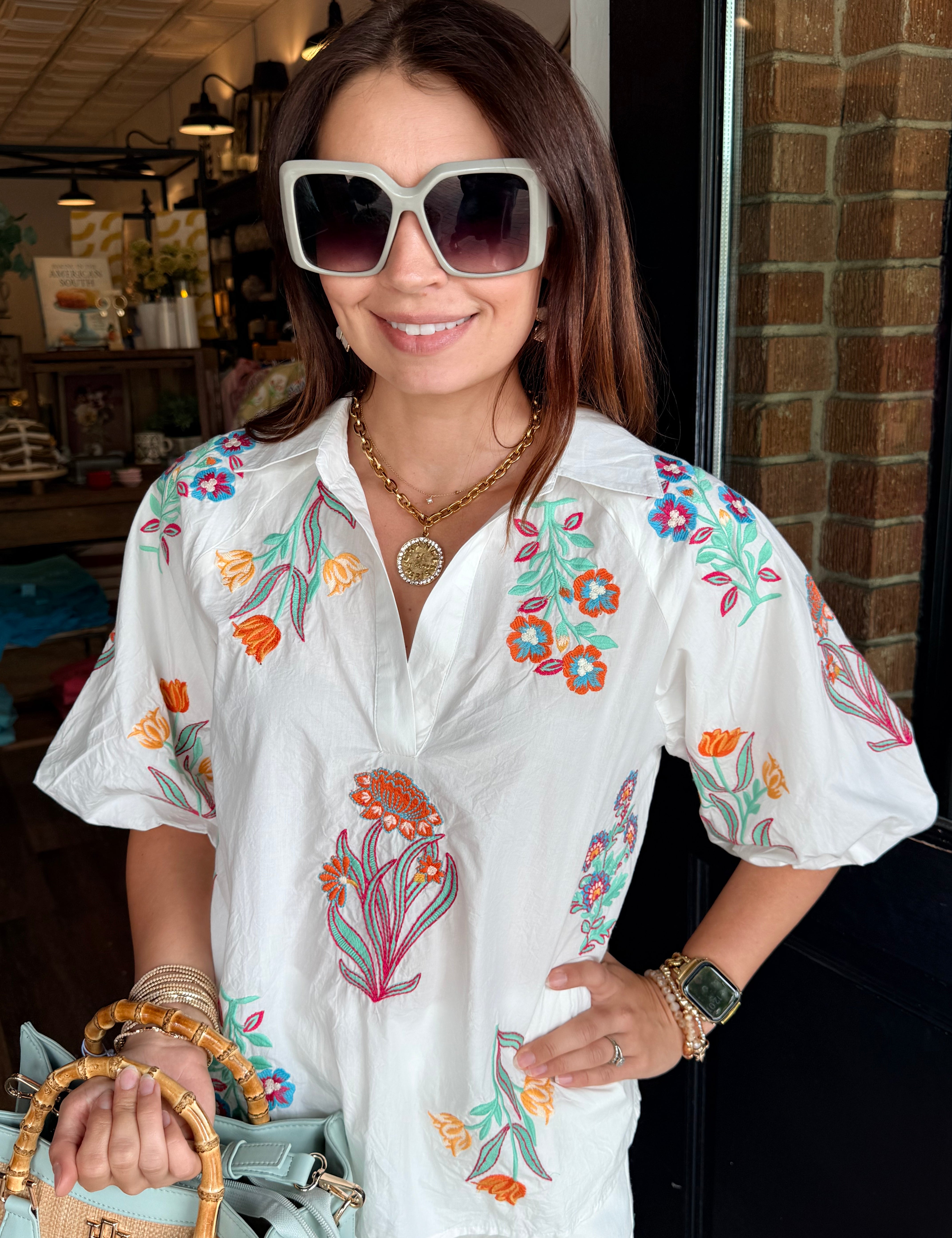 Karen Embroidery Collared Top
