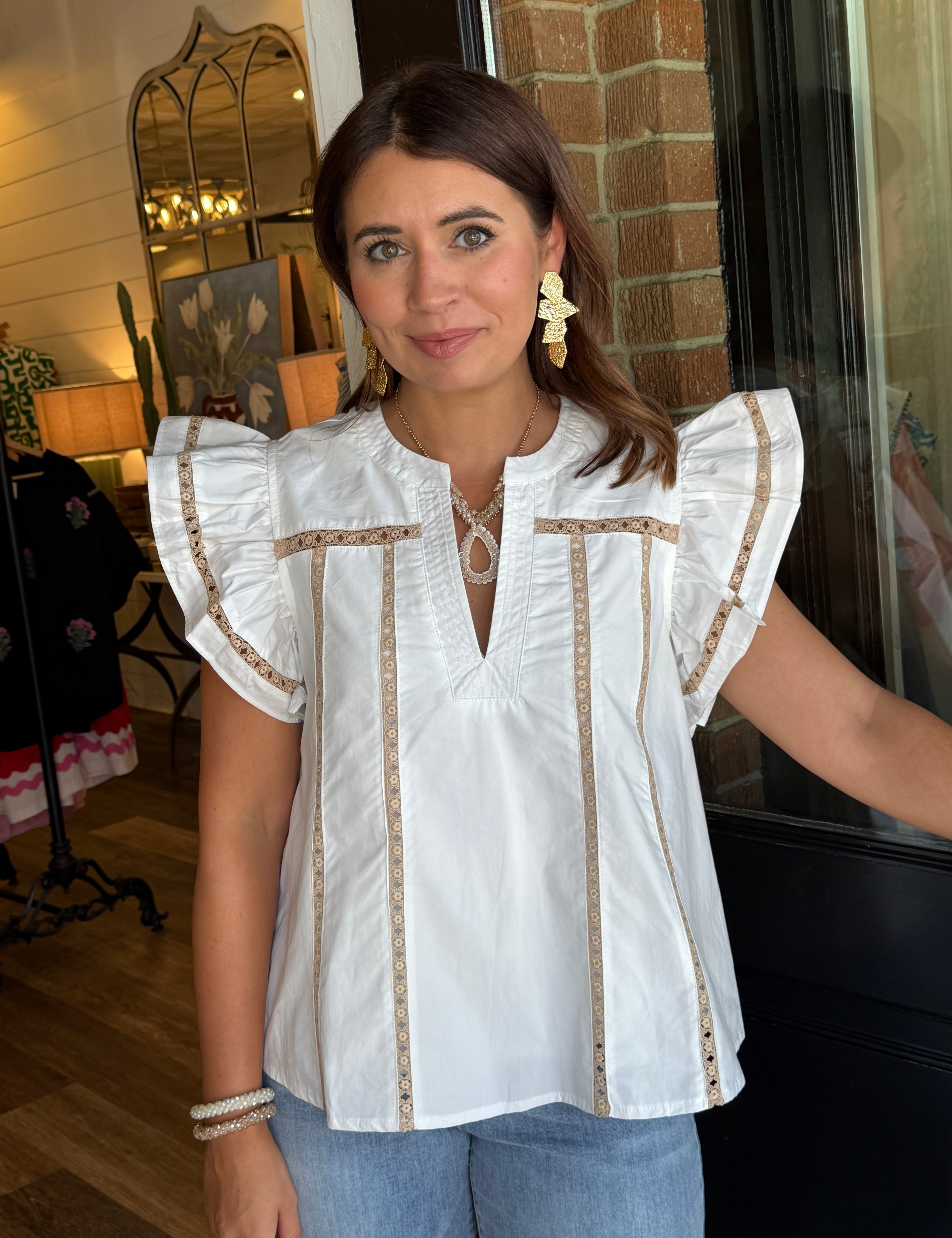 Rebecca Lace Trim Top