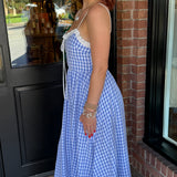 Ava Blue Gingham Midi