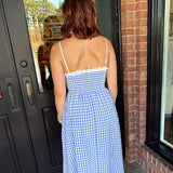 Ava Blue Gingham Midi