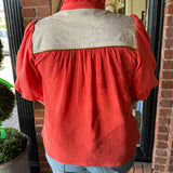 Betsy Embroidered Top Coral