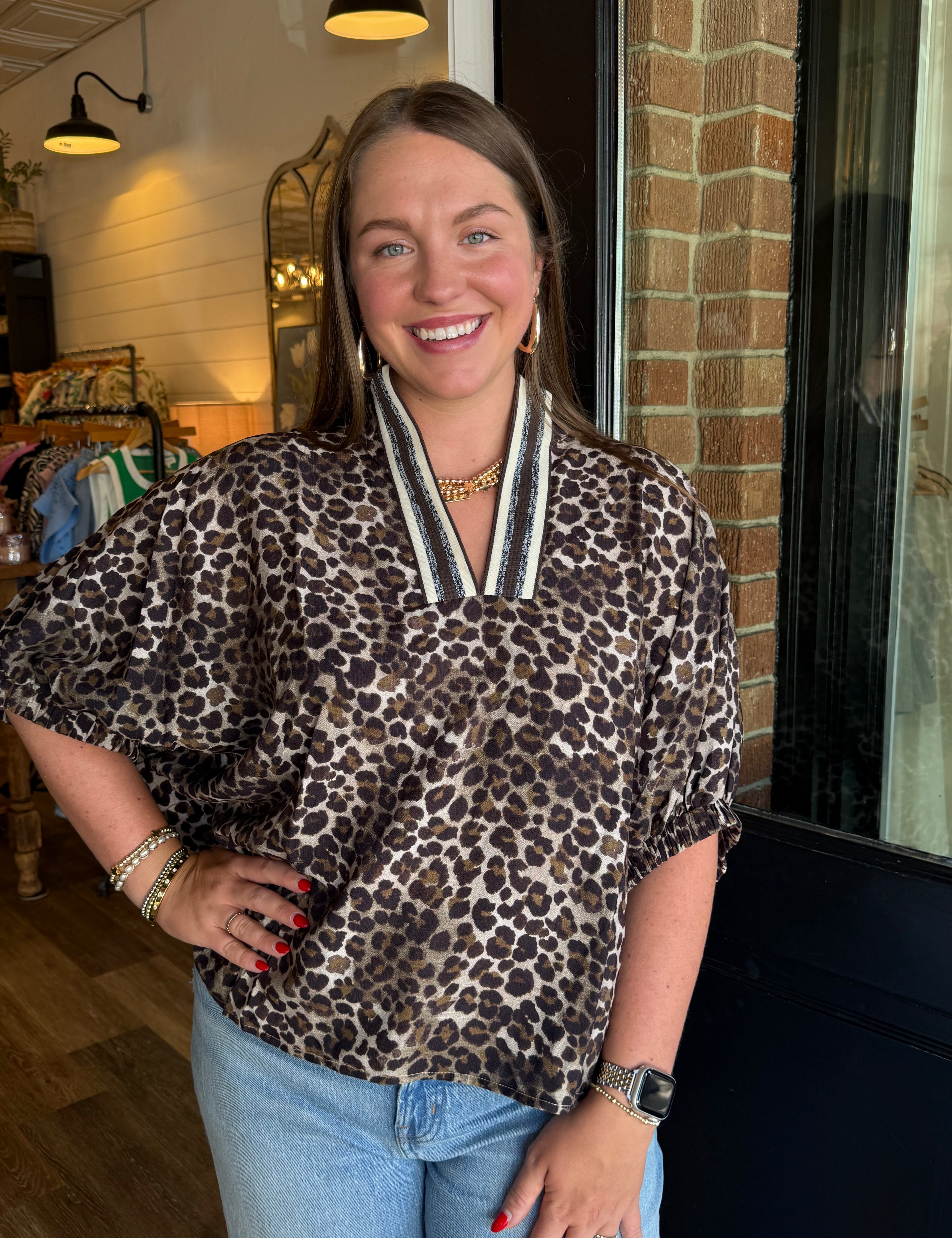 Brandi Leopard Brown Top