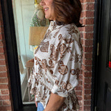 Tina Floral Button Top