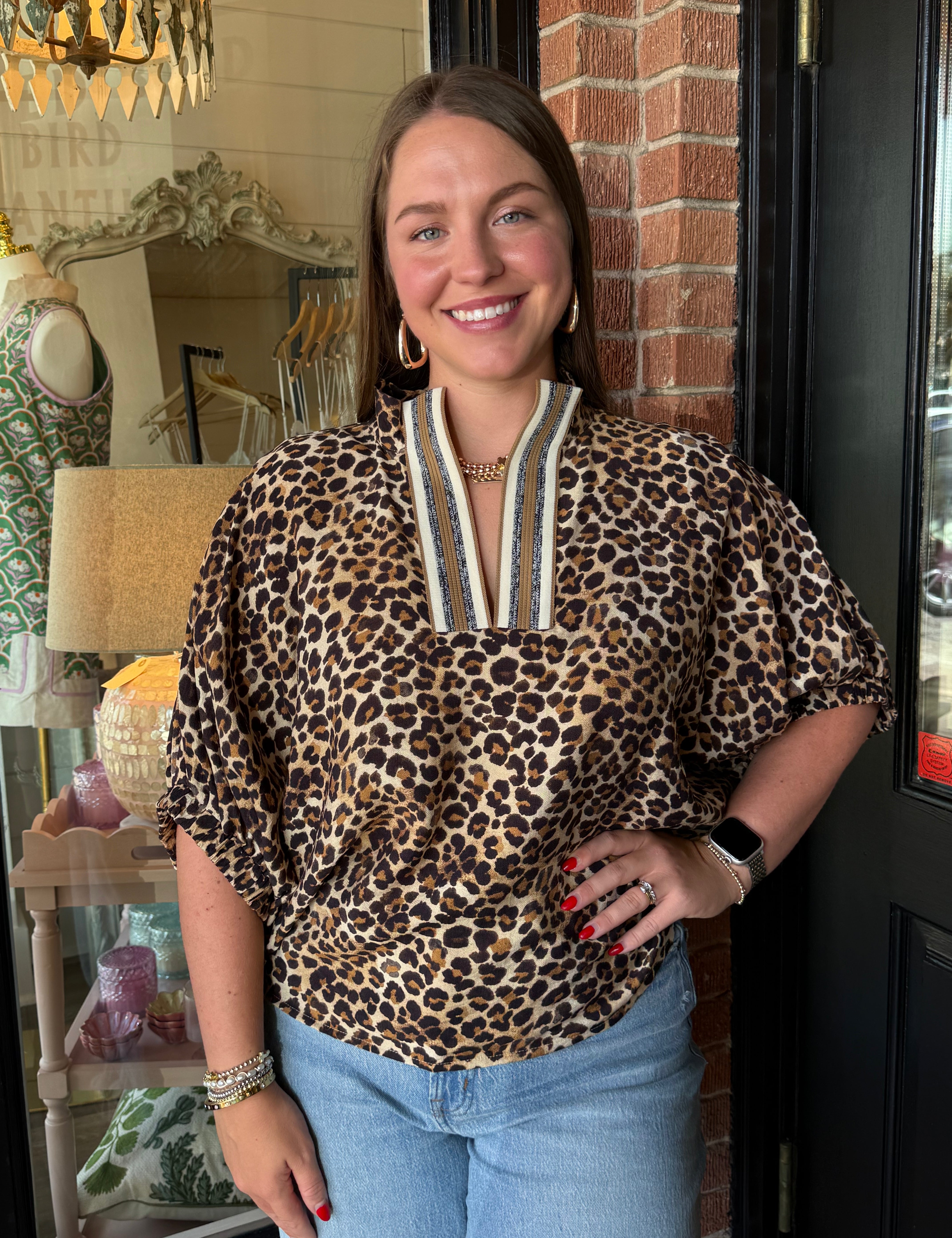 Brandi Leopard Camel Top