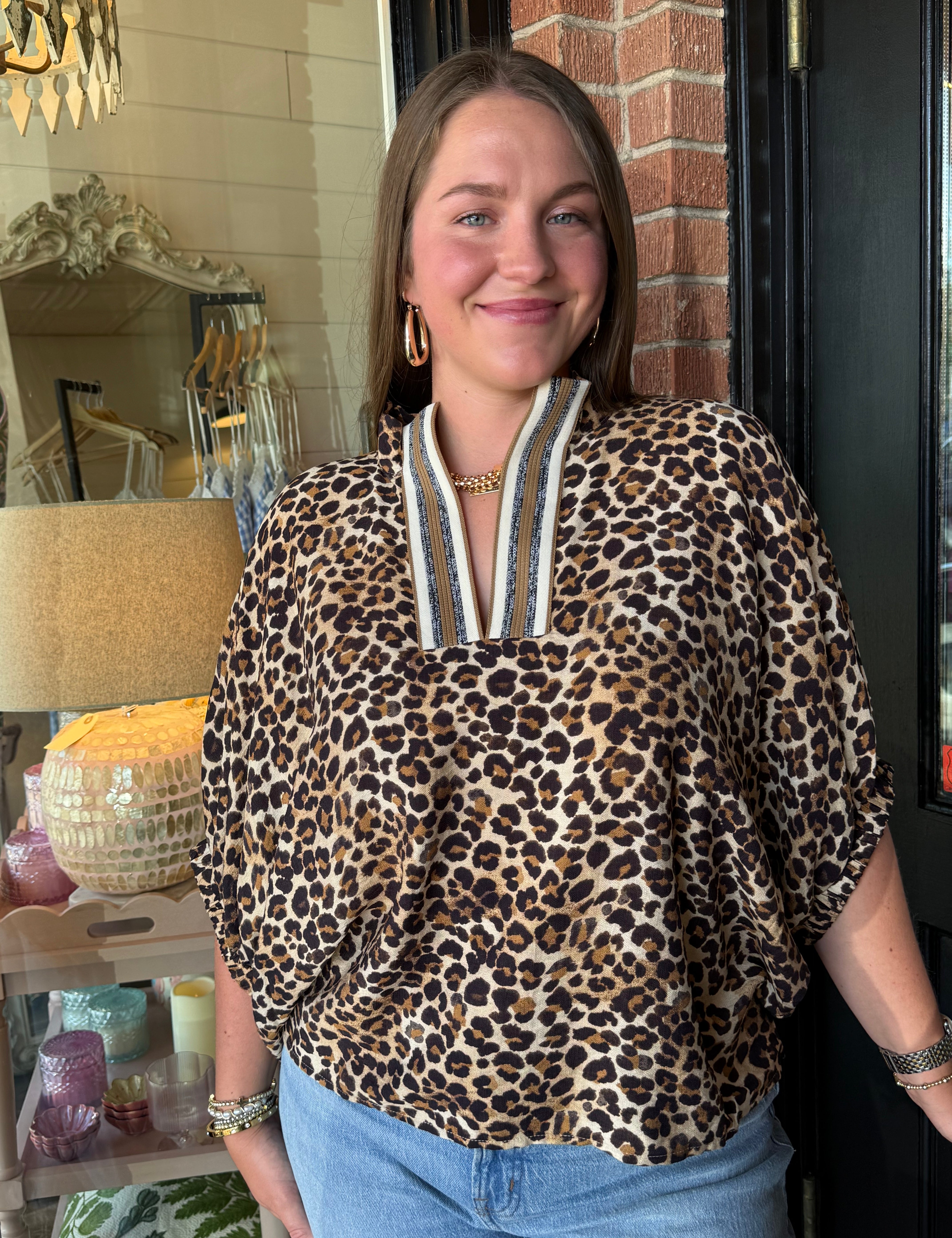 Brandi Leopard Camel Top