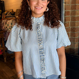 Hailey Ruffle Button Top