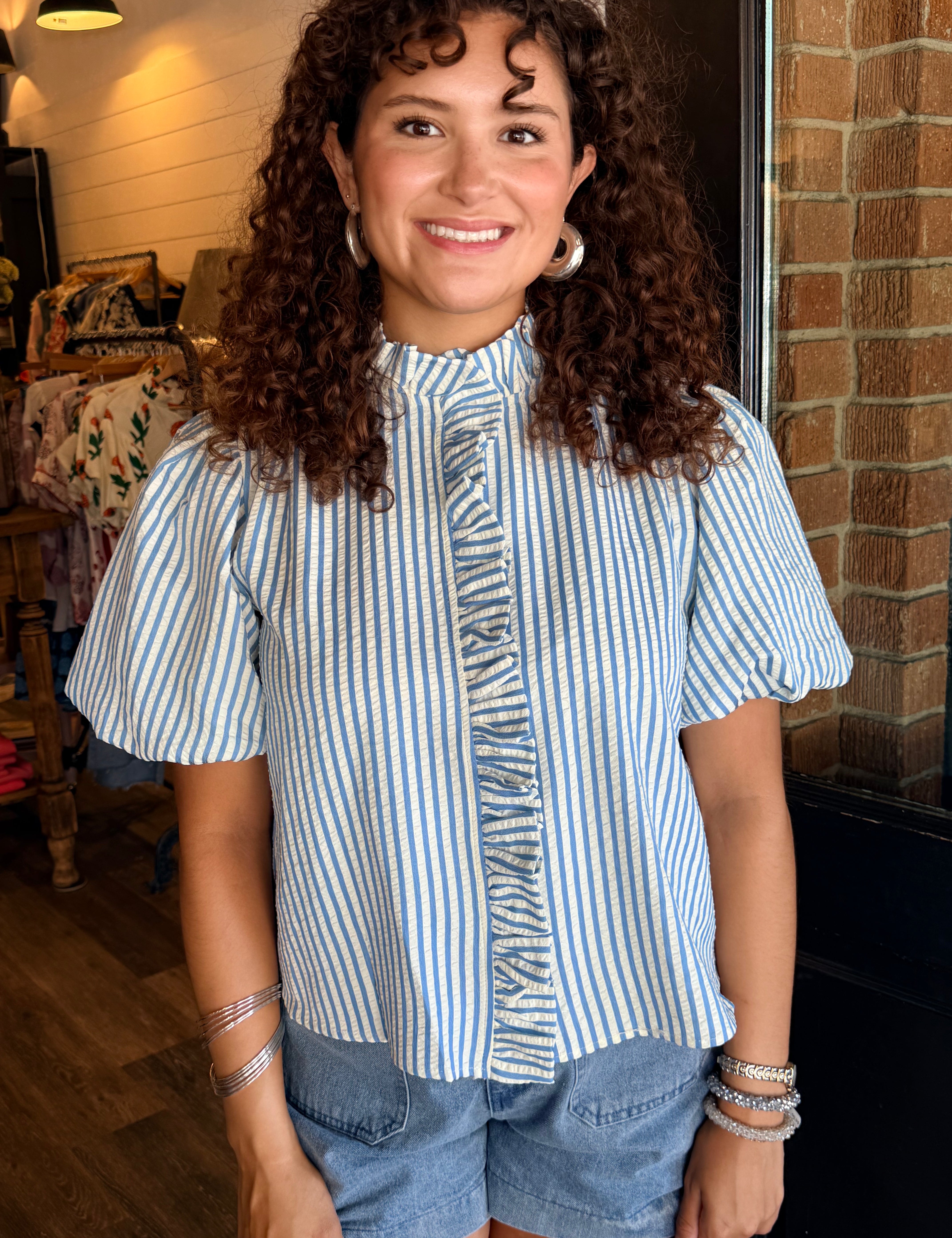 Hailey Ruffle Button Top