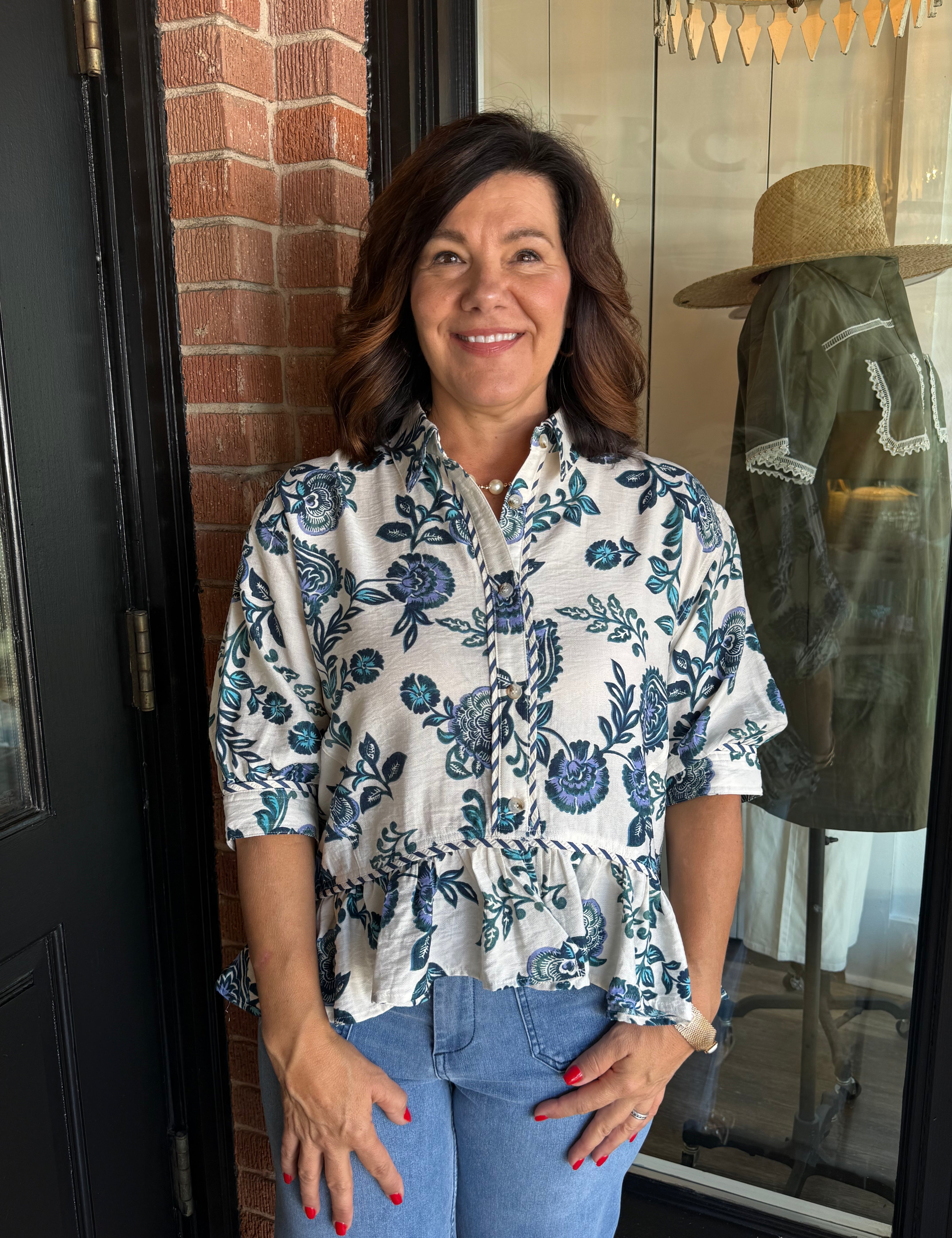 Tina Floral Button Top