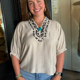 Becca Leopard Trim Top