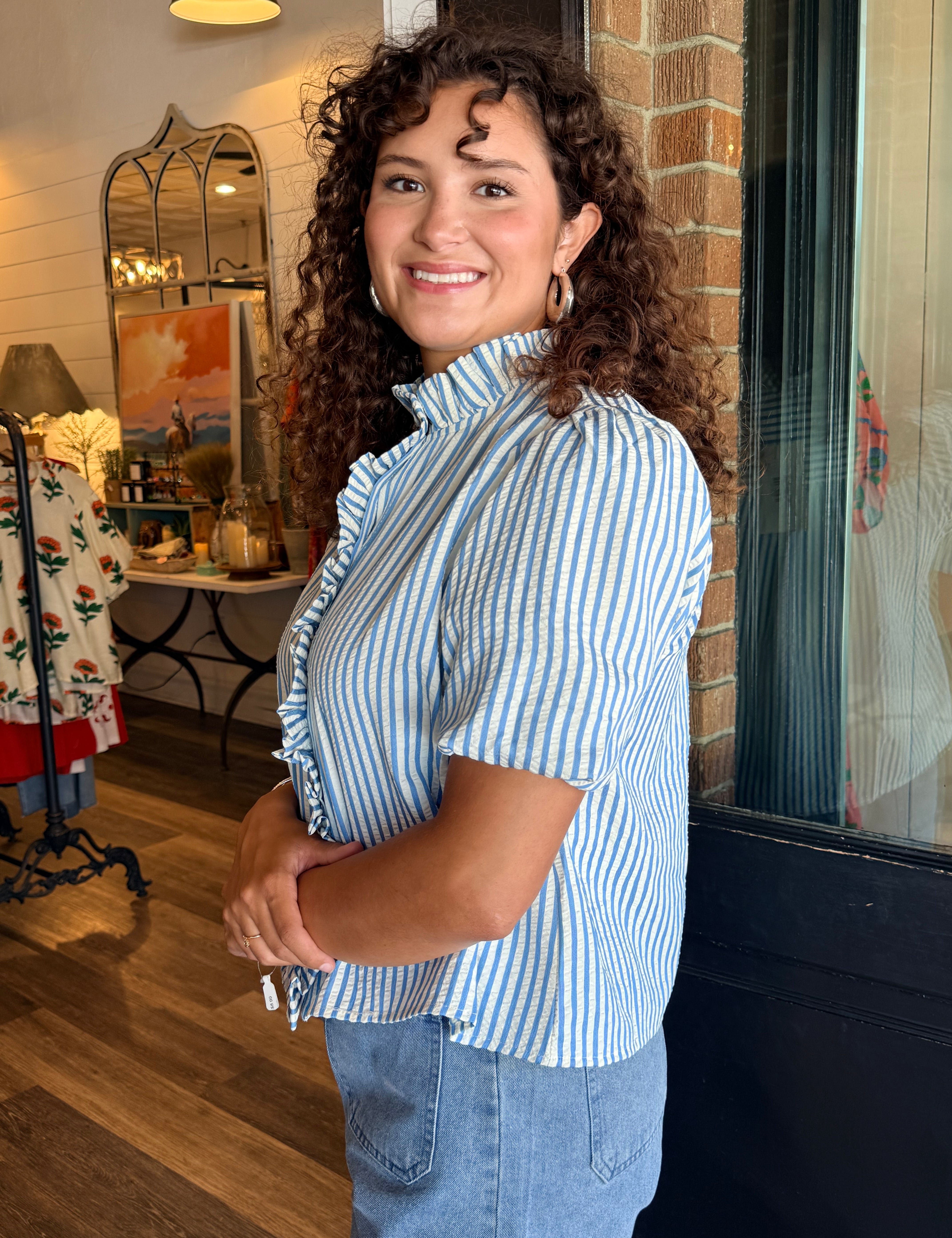 Hailey Ruffle Button Top