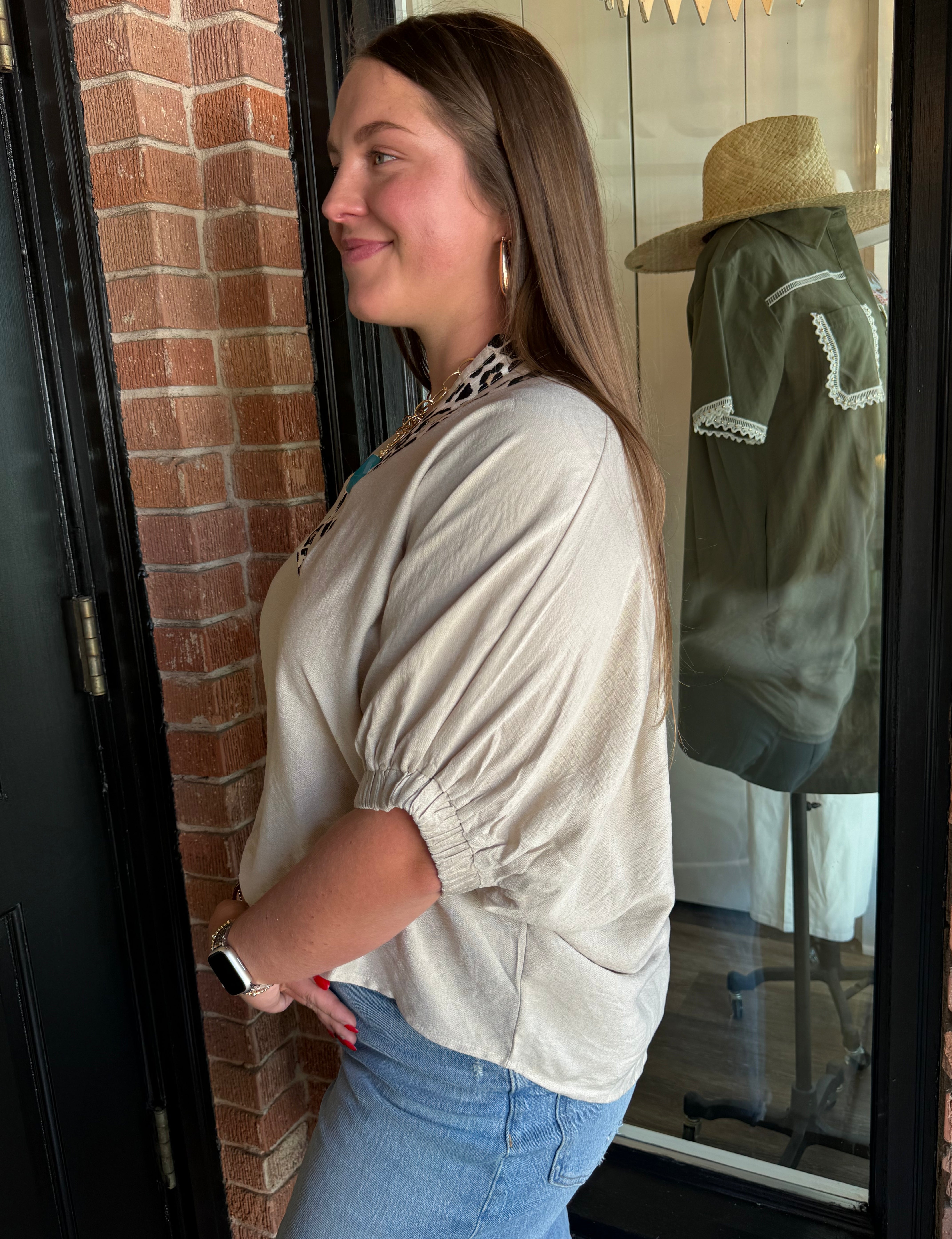 Becca Leopard Trim Top