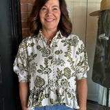 Tina Floral Button Top