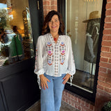 Remi Embroidered Off White Top