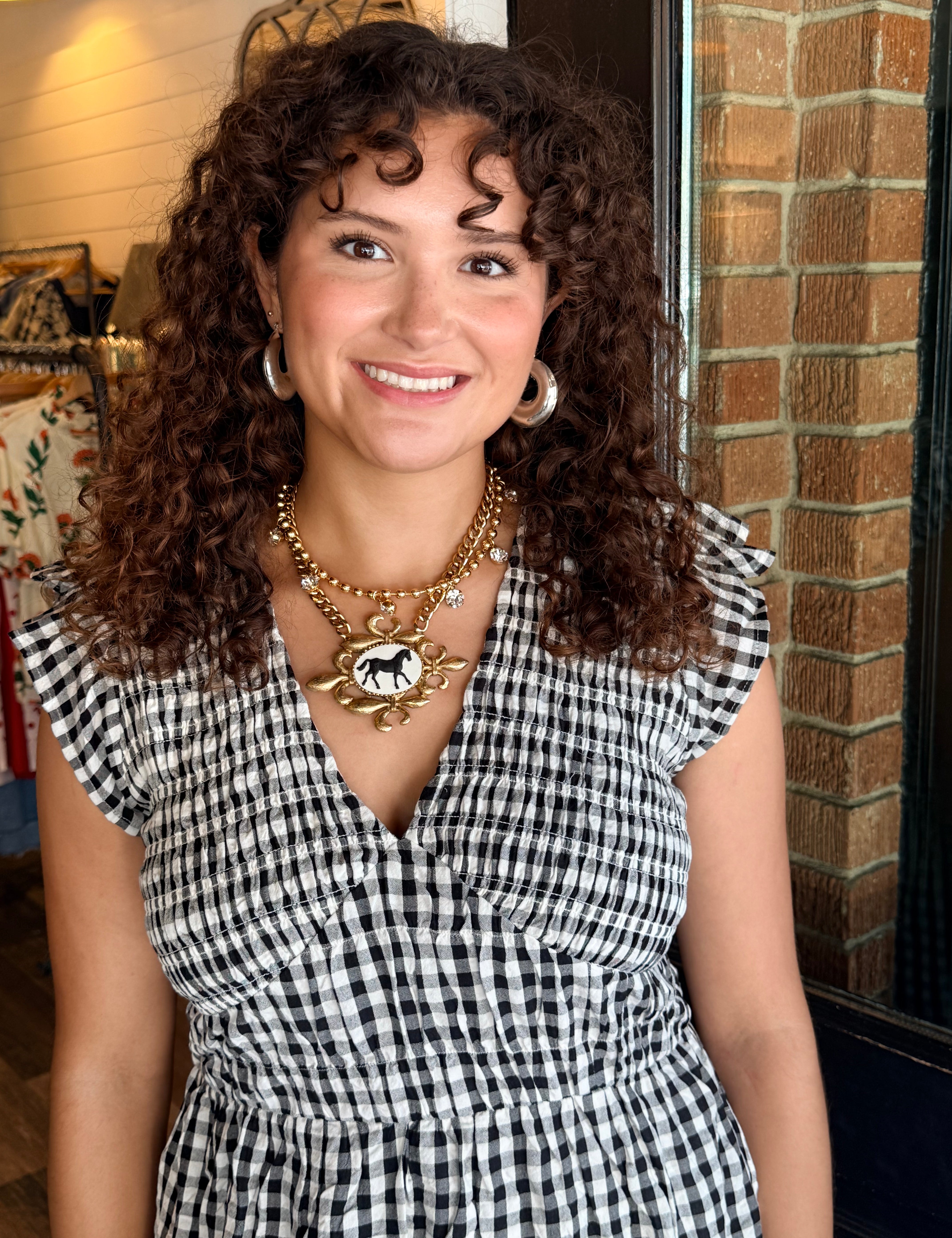 Rene Gingham Midi Dress