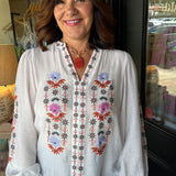 Remi Embroidered Off White Top