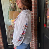 Remi Embroidered Off White Top