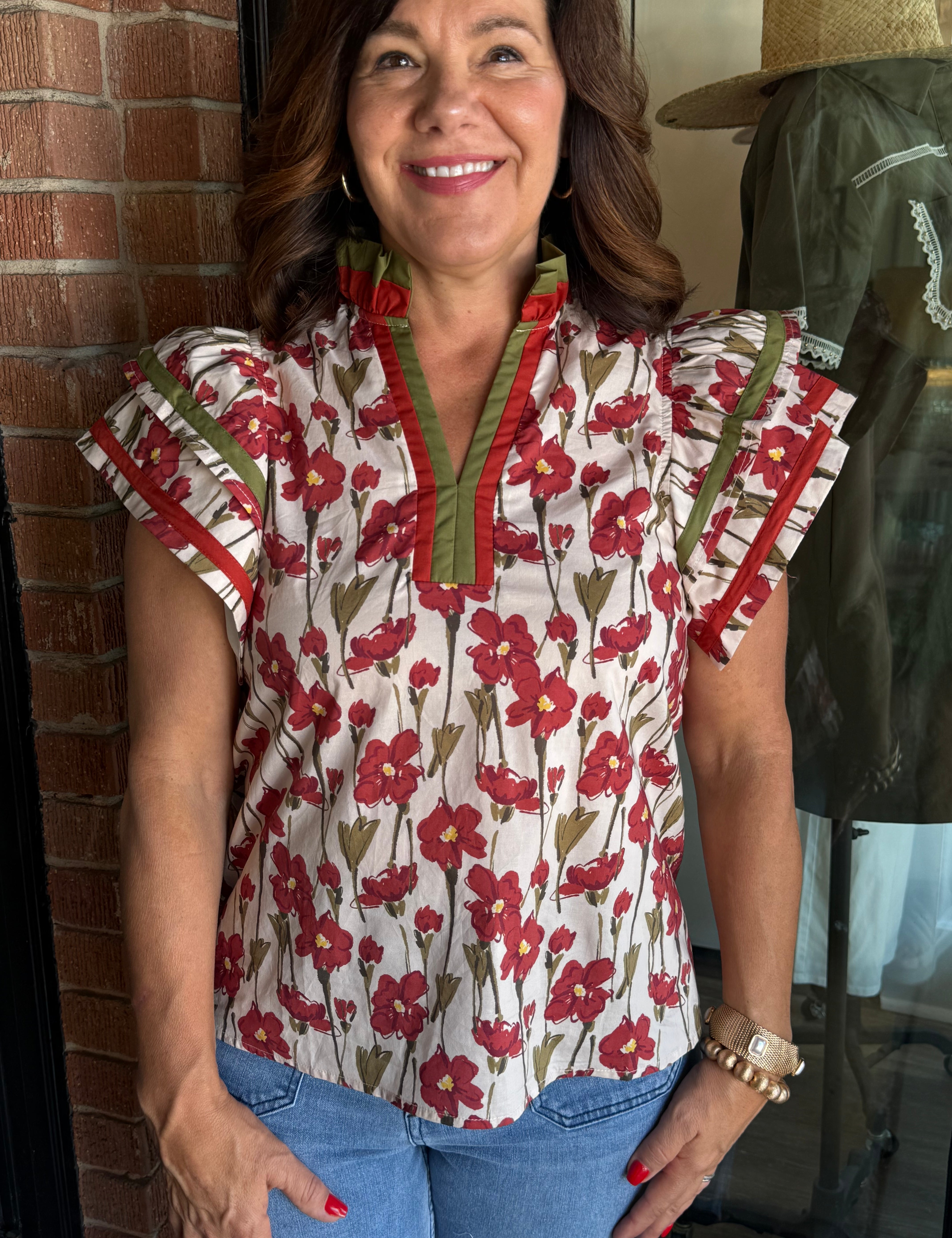 Penny Rust  Floral Top