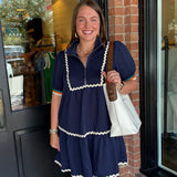 Liza Ric-Rac Navy Dress