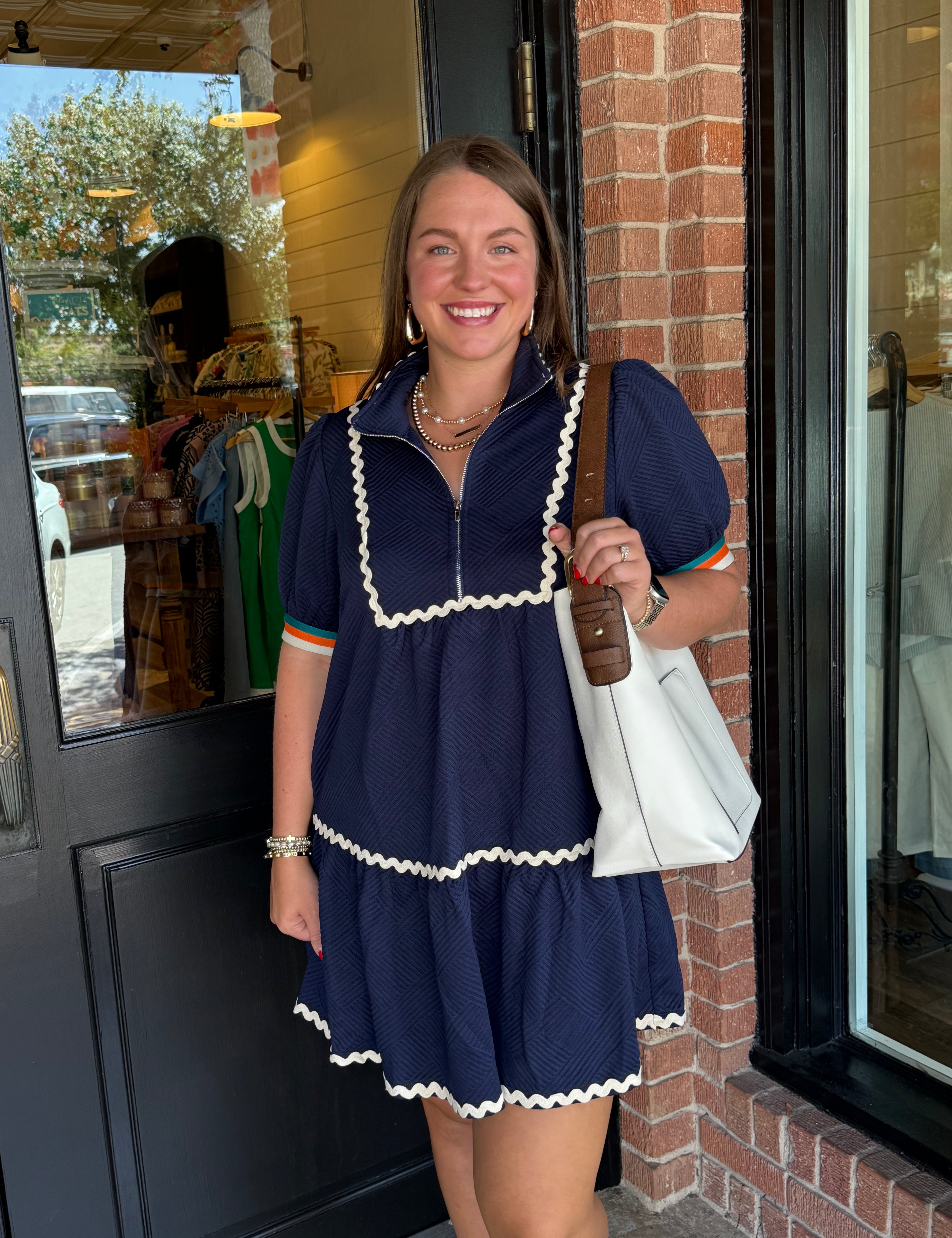 Liza Ric-Rac Navy Dress