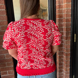 Susan Embroidered Red Top