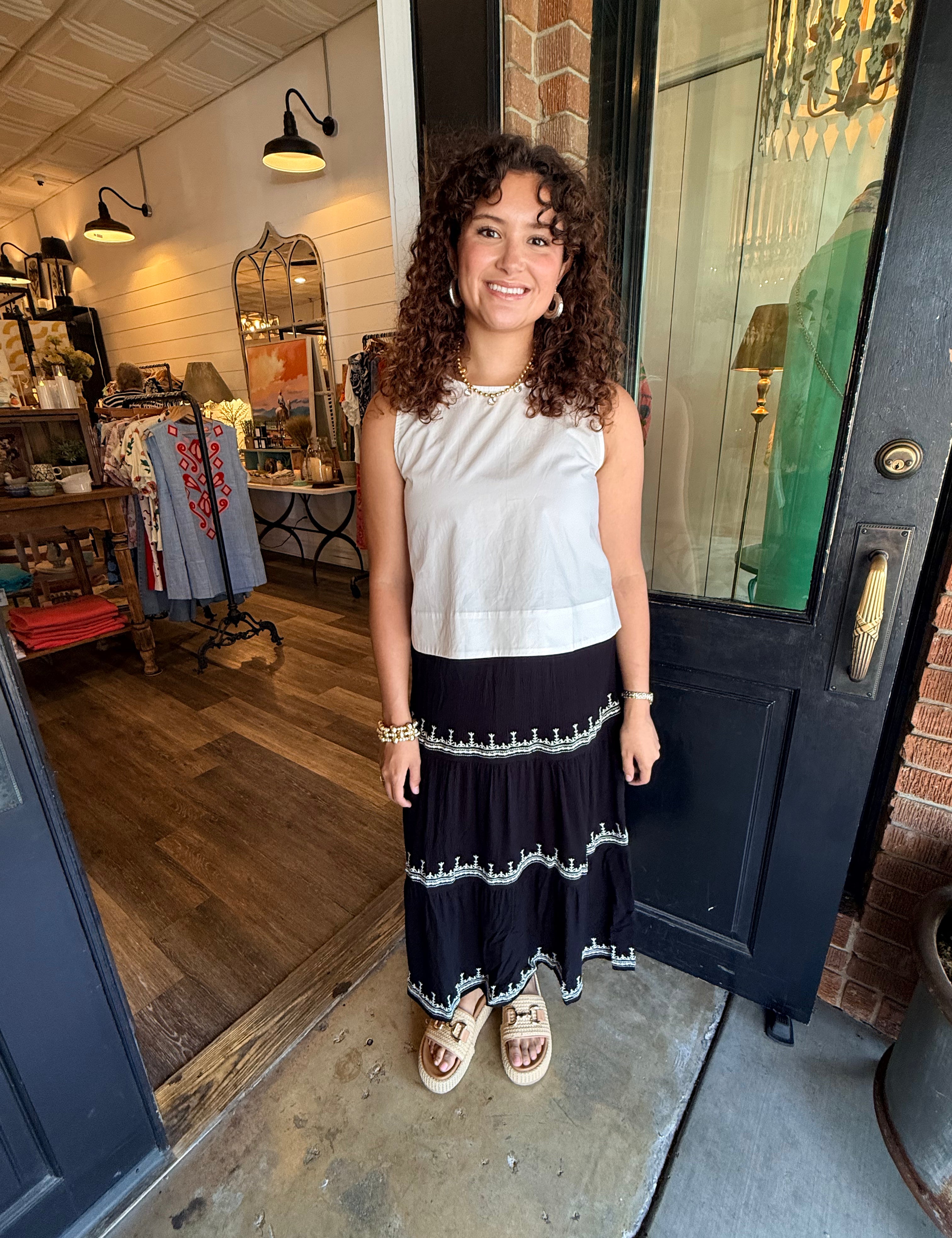 Selina Embroidered Midi Skirt