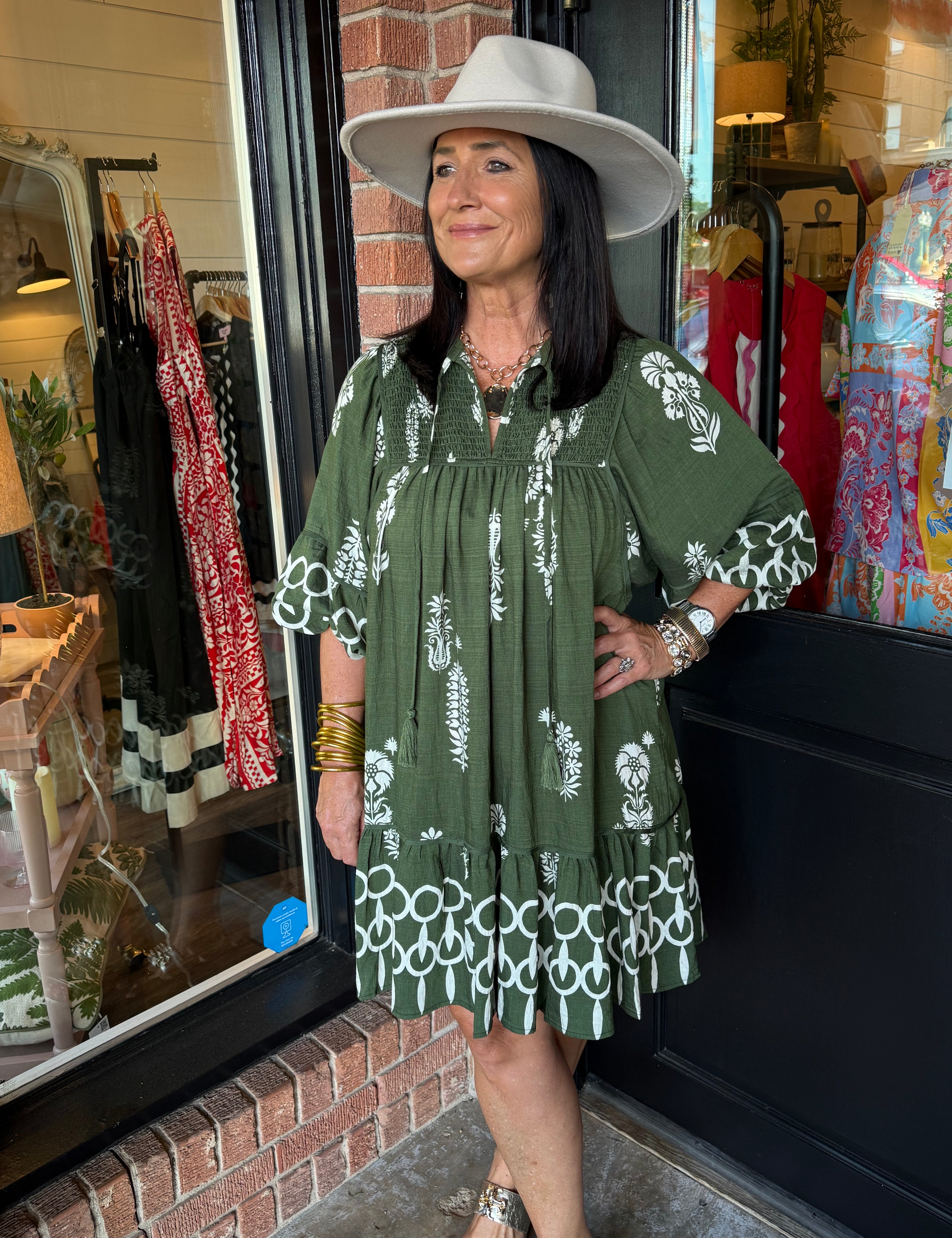 Lyla Green Printed Dress