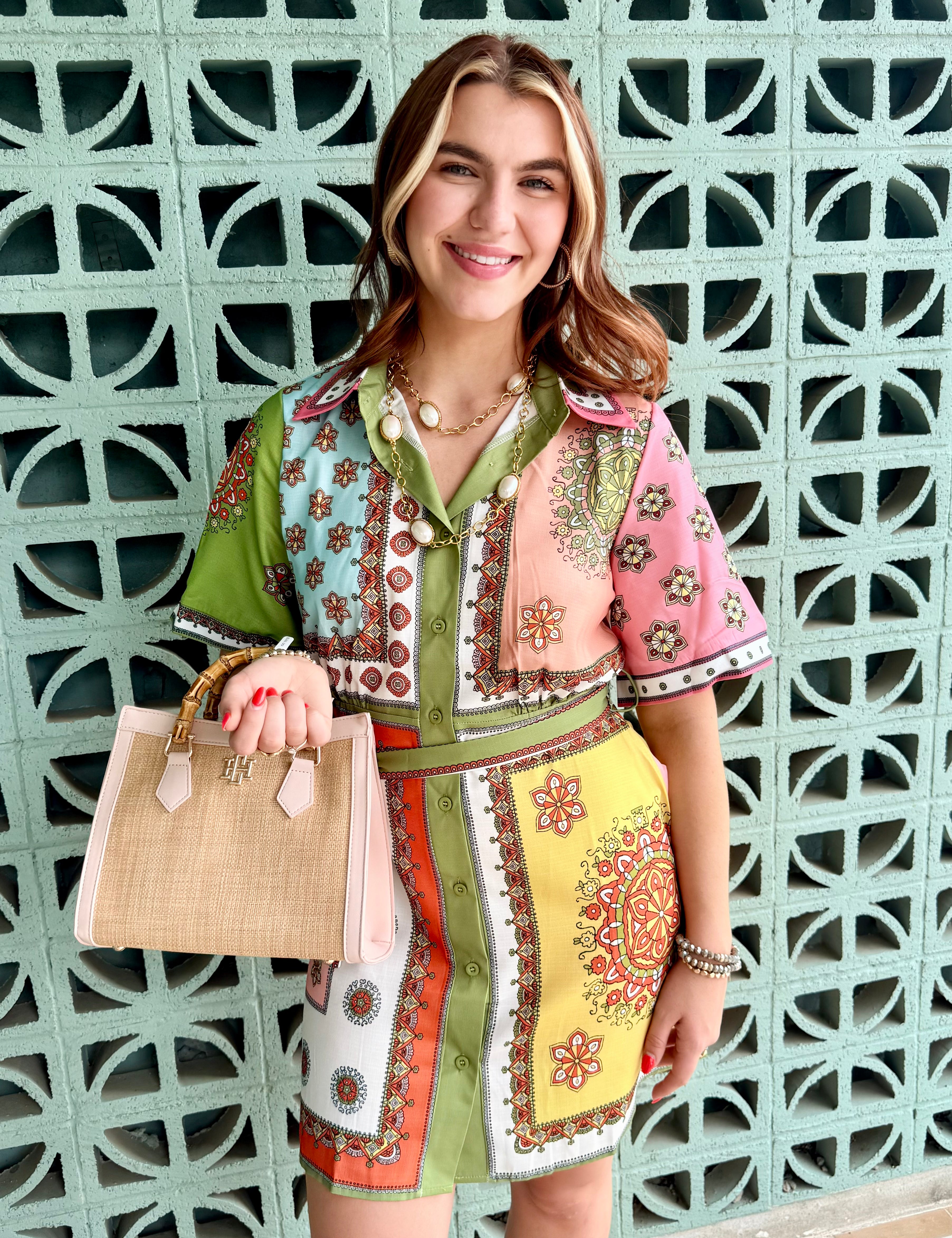 Julia Printed Mini Shirt Dress