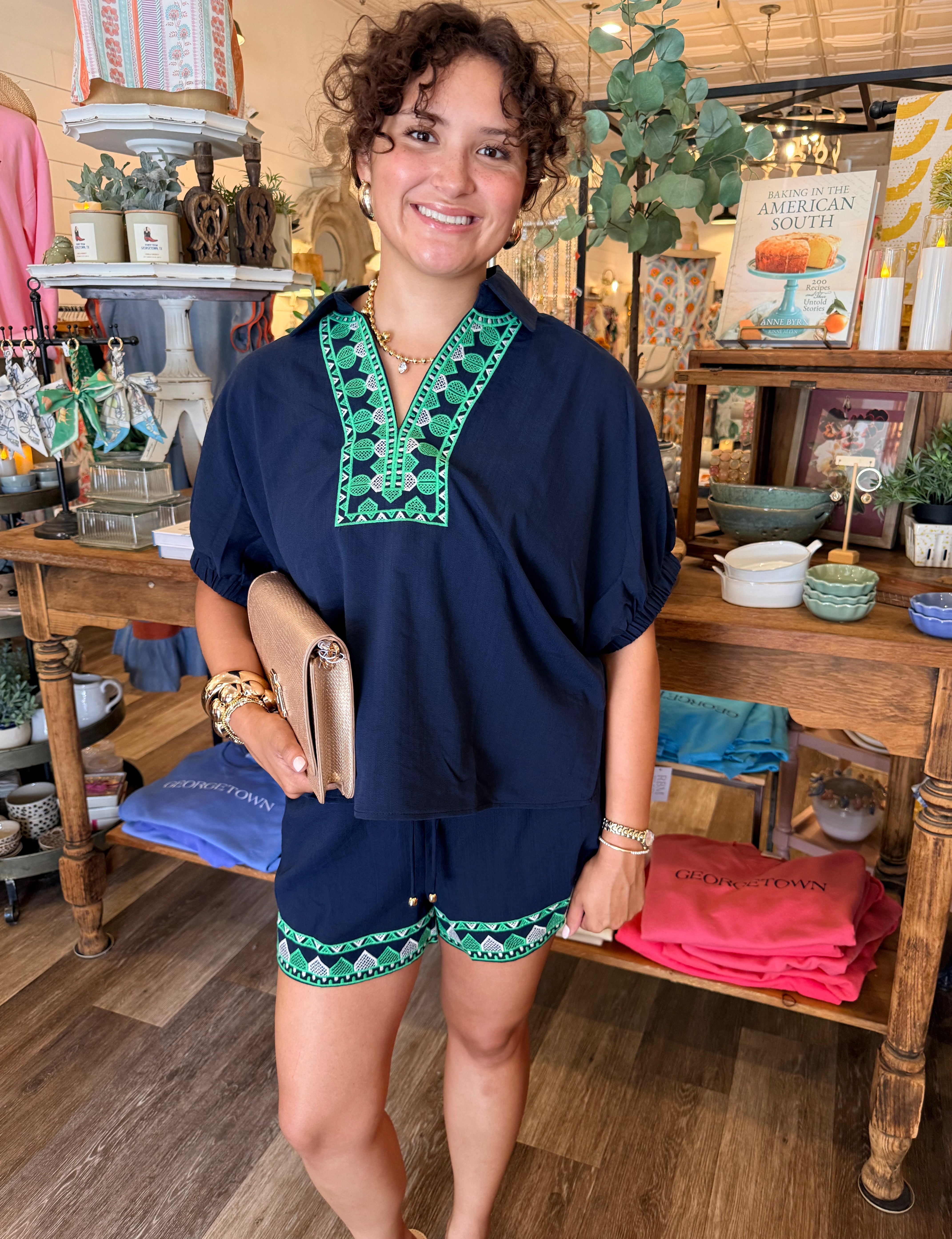 Harlie Navy Embroidered Set