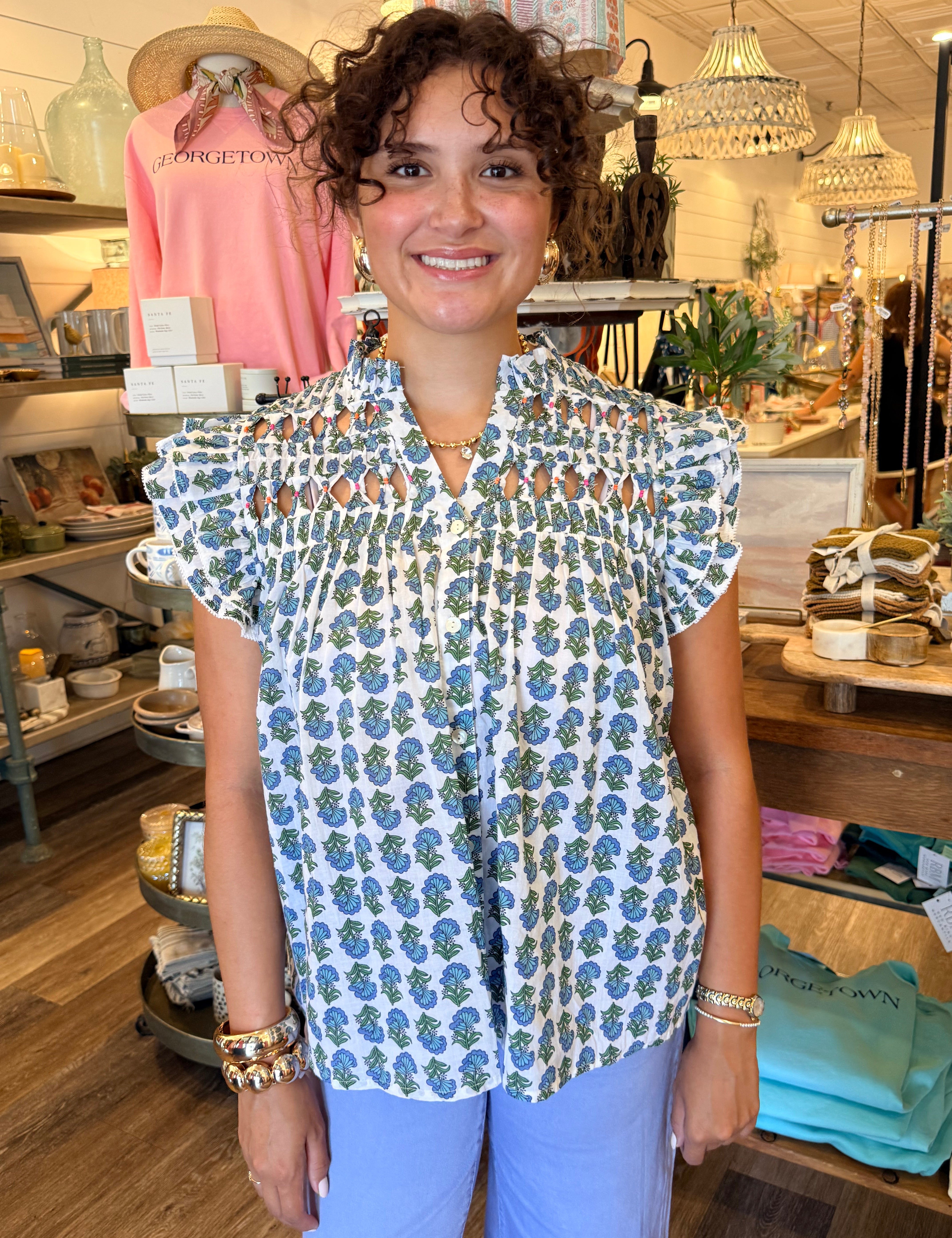 Brenda Flutter Floral Top