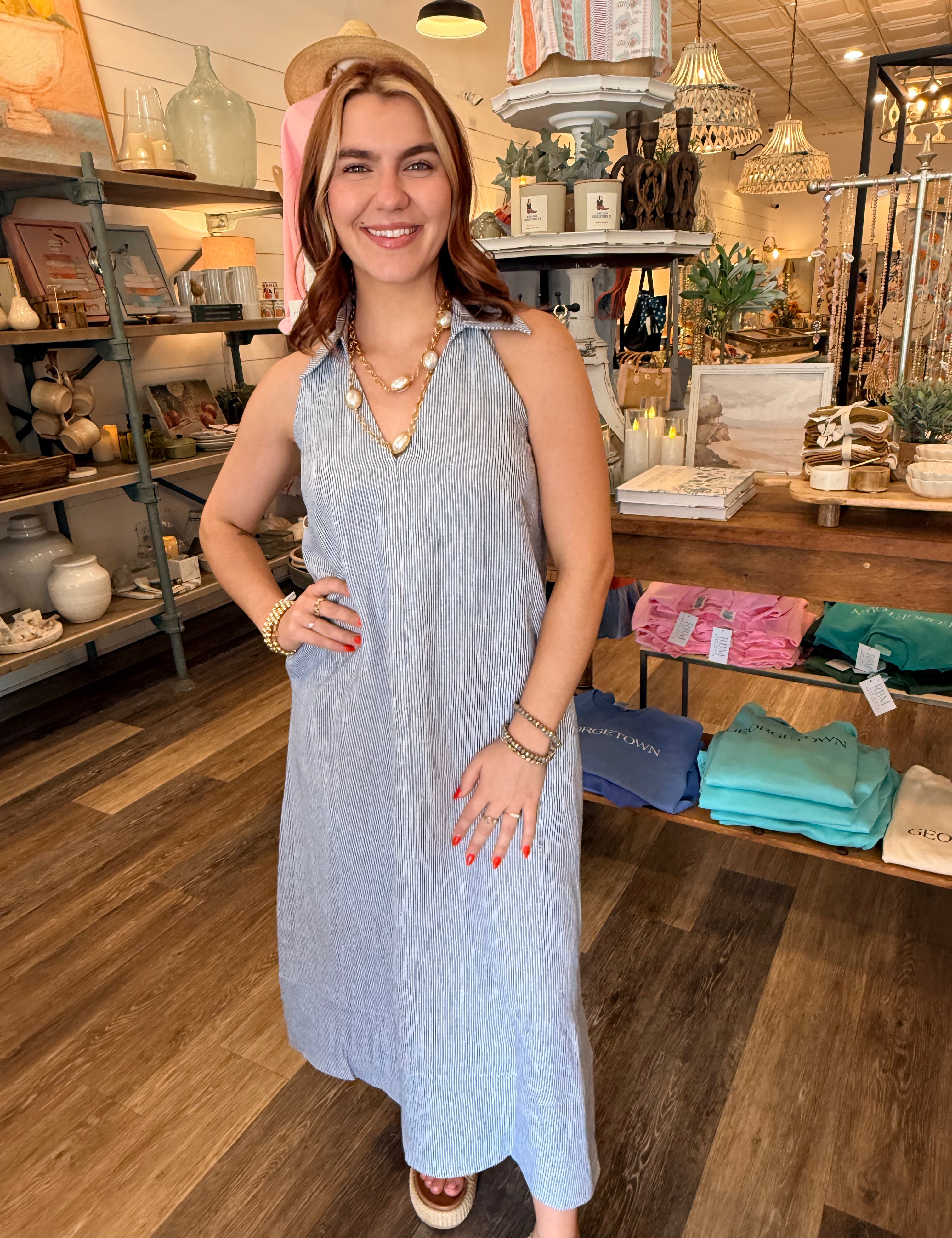 Rowan Sleeveless Denim Maxi Dress
