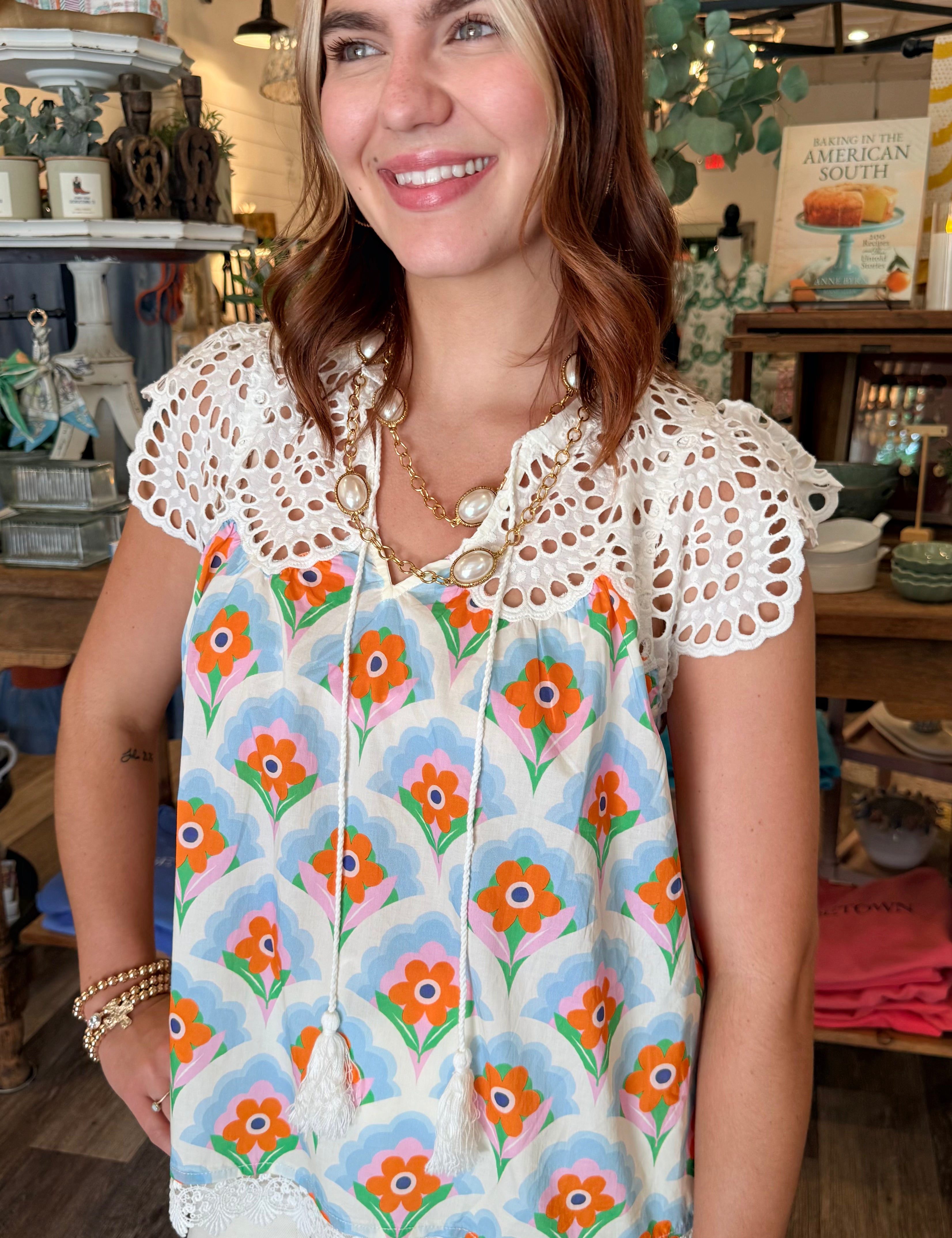 Kelly Floral & Lace Top