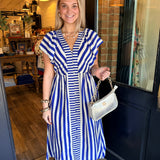 Tovia Striped Button-Front Midi Dress
