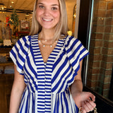 Tovia Striped Button-Front Midi Dress