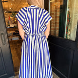 Tovia Striped Button-Front Midi Dress