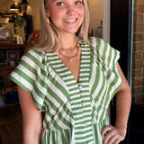 Tovia Striped Button-Front Midi Dress