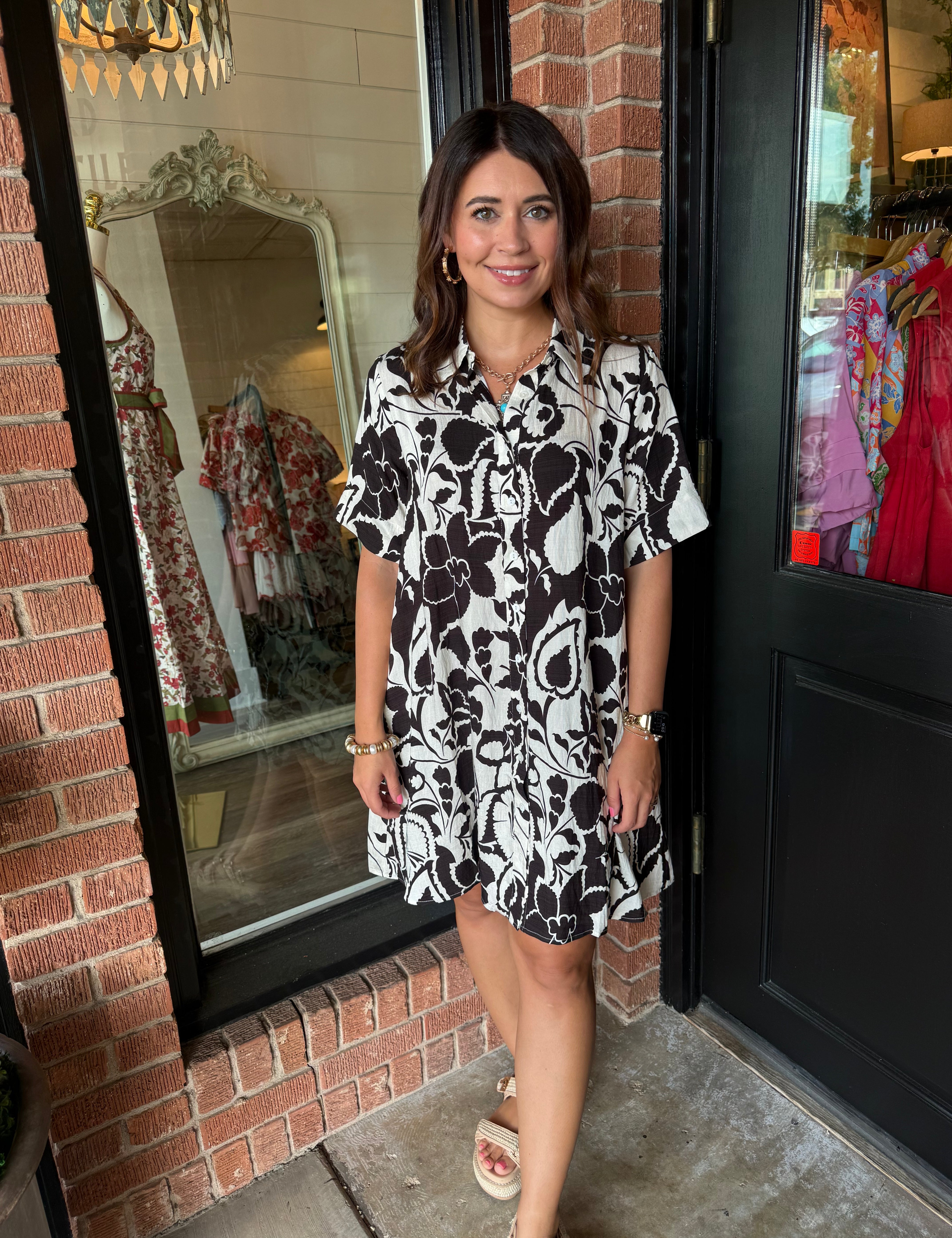 Sherrie Button Print Dress