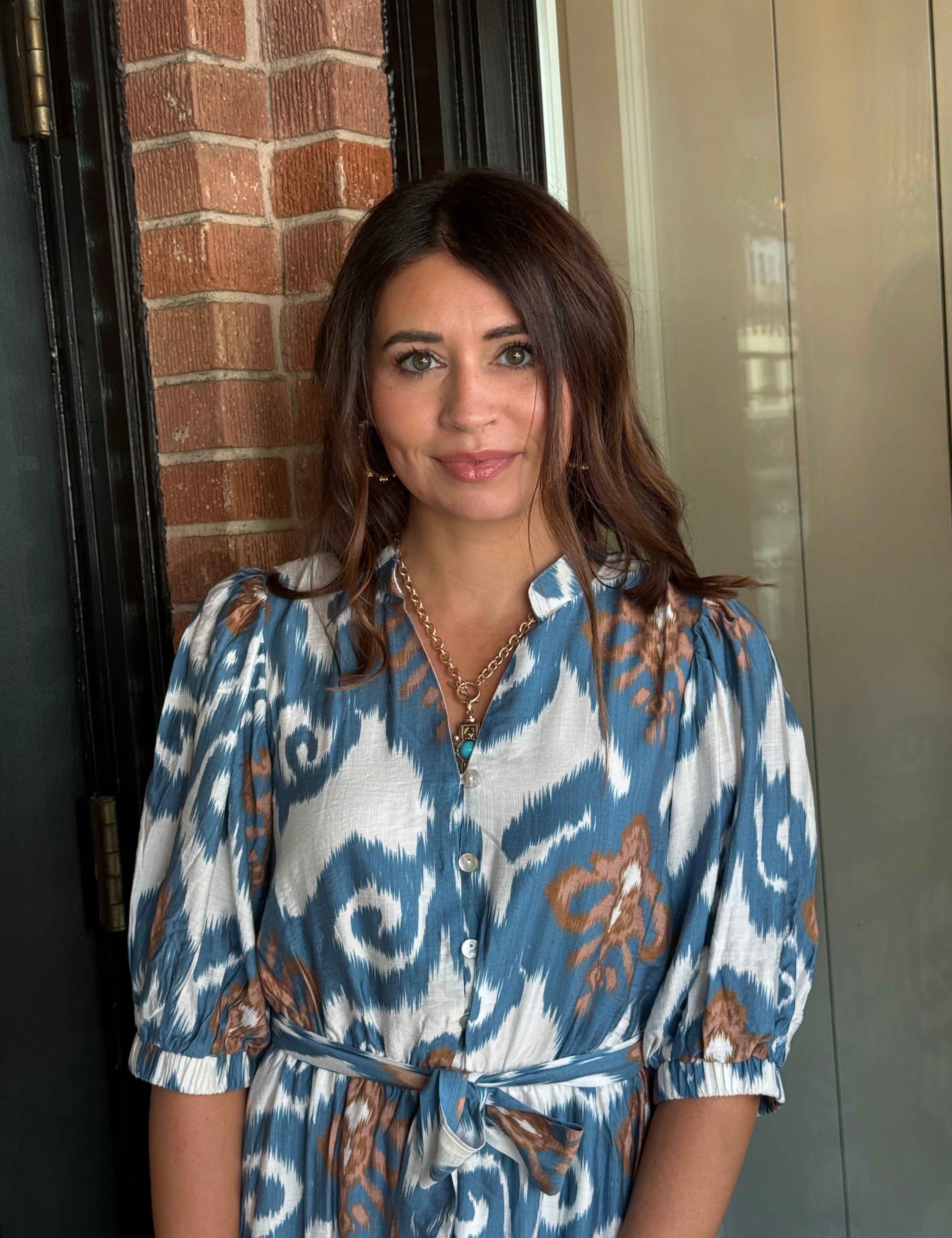 Mikayla Blue Abstract Maxi Dress