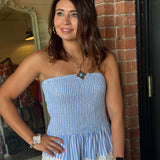 Nancy Blue Stripe Midi Dress