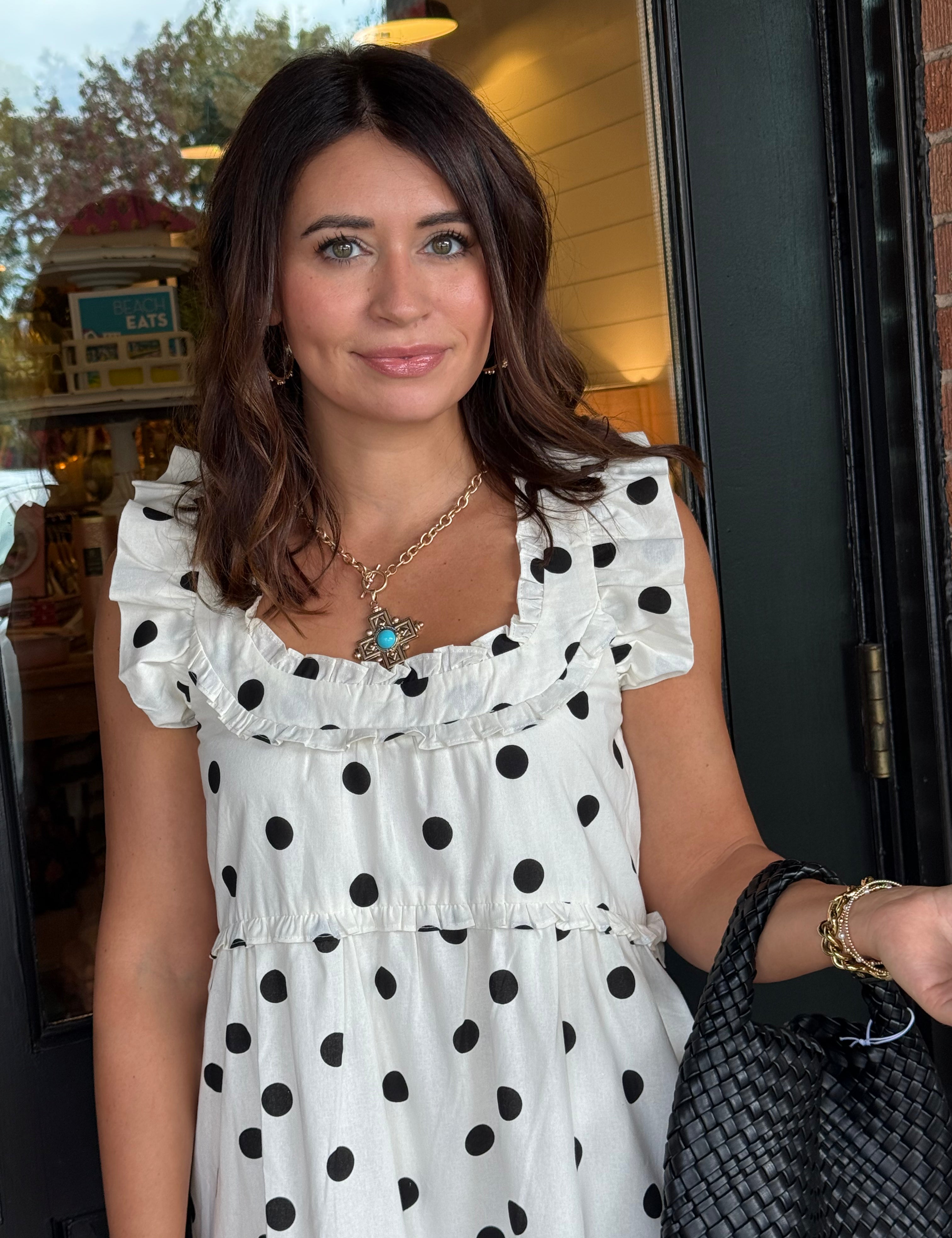 Patti Black Polka Dot Midi Dress