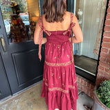 Hannah Embroidered Maxi Tiered Dress