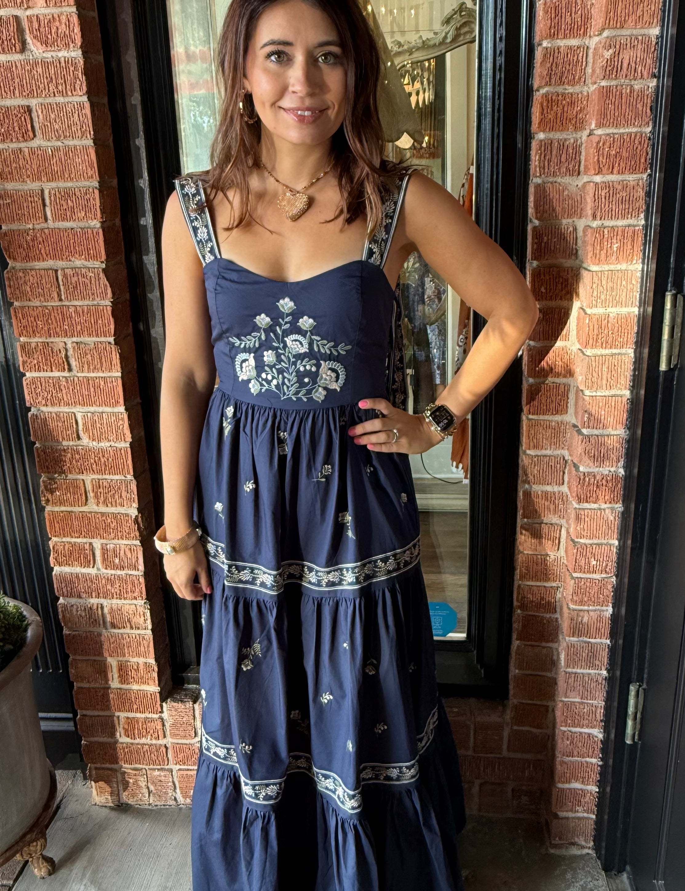 Hannah Embroidered Maxi Tiered Dress