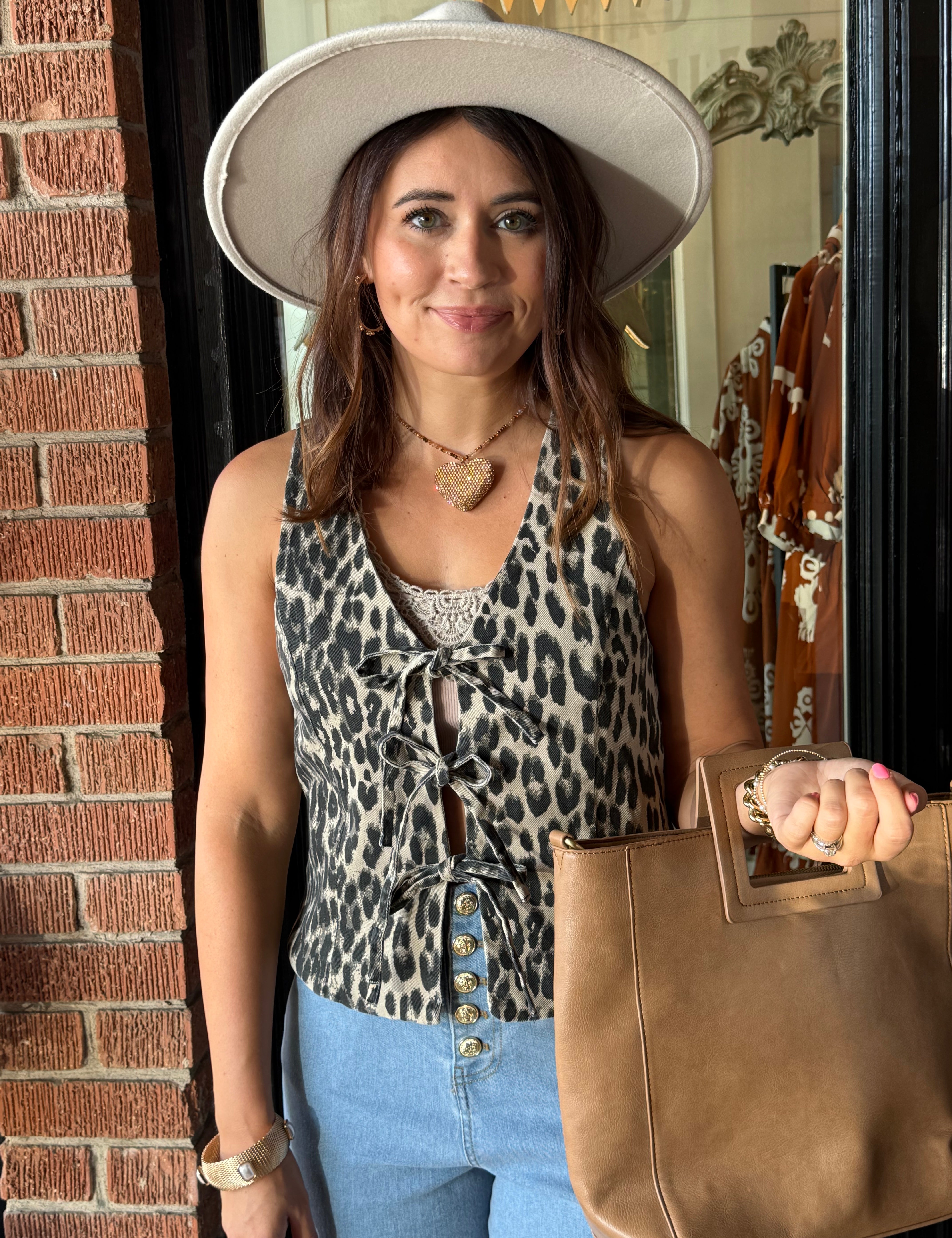 Vonda Cheetah Tie Vest