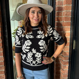 Fiona Floral Black Knit Sweater