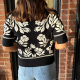 Fiona Floral Black Knit Sweater