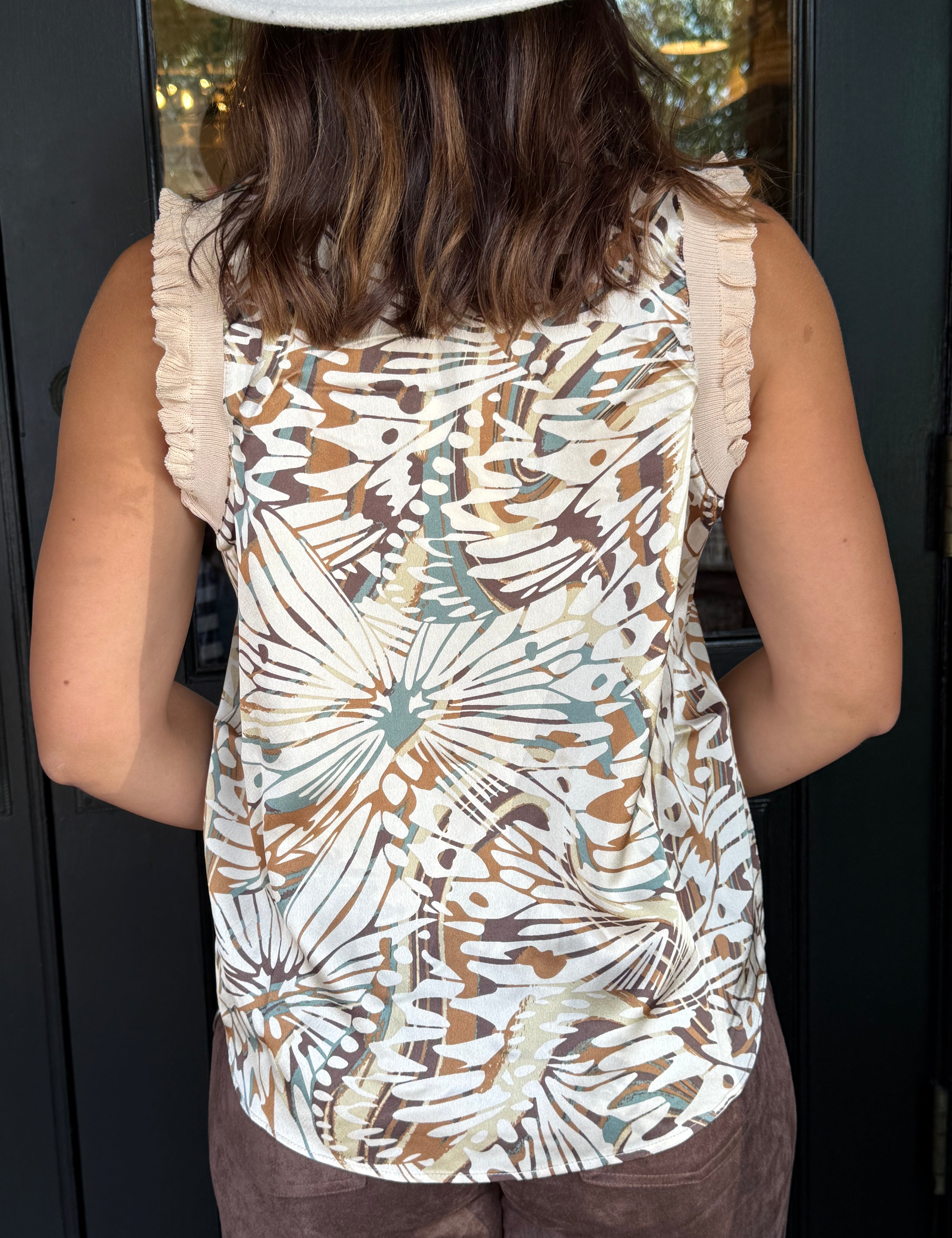 Betsy Butterfly Print Satin Top