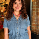 Marci Button Denim Romper