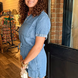 Marci Button Denim Romper